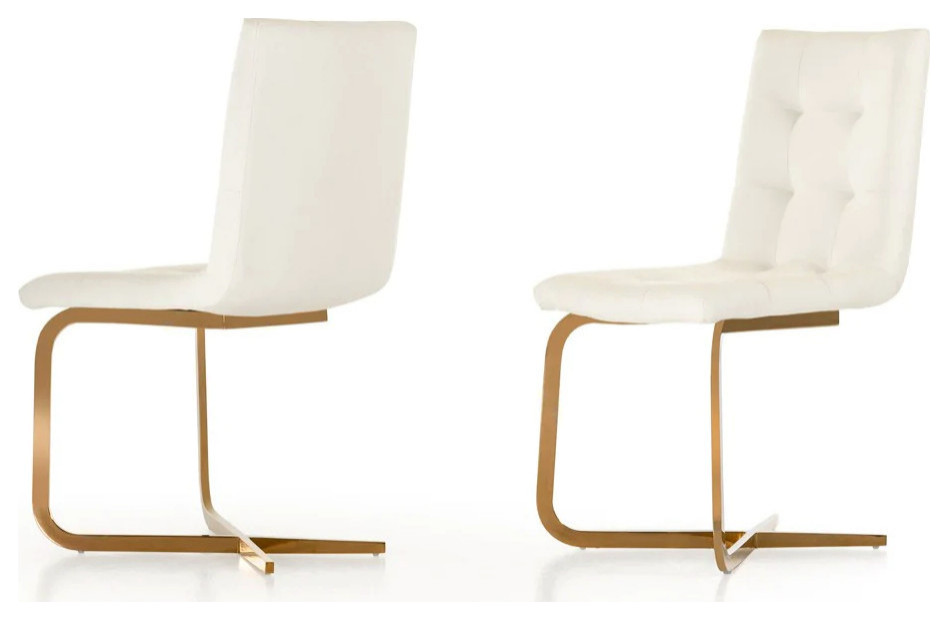 Nellie Modern White and Rosegold Dining Chair  Set of 2   Contemporary   Dining Chairs   by Virgil Stanis Design  Houzz