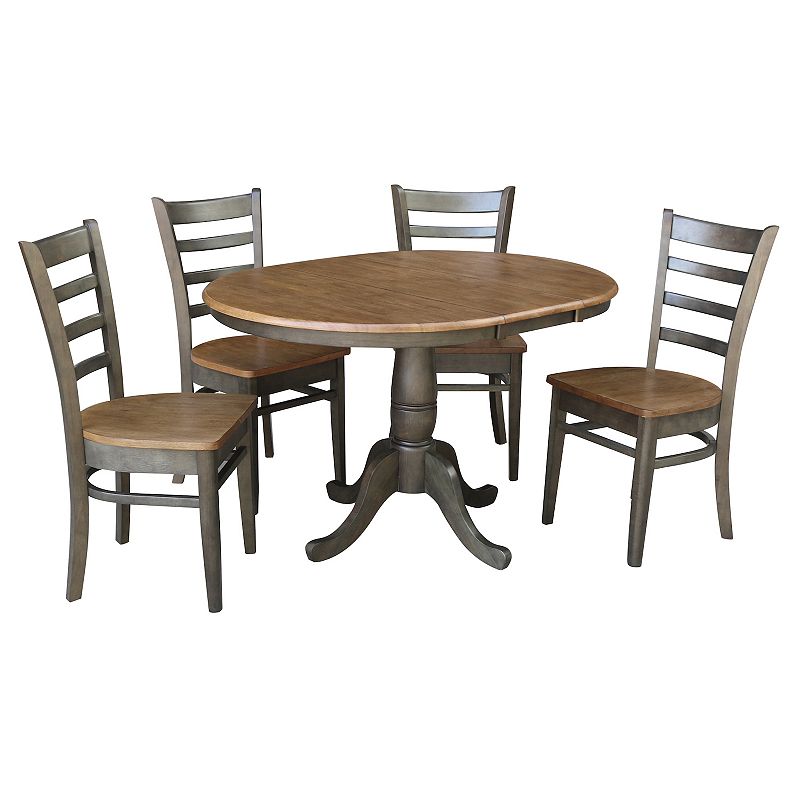 International Concepts Round Extension Dining Table and Chairs 5-pc. Dining Set