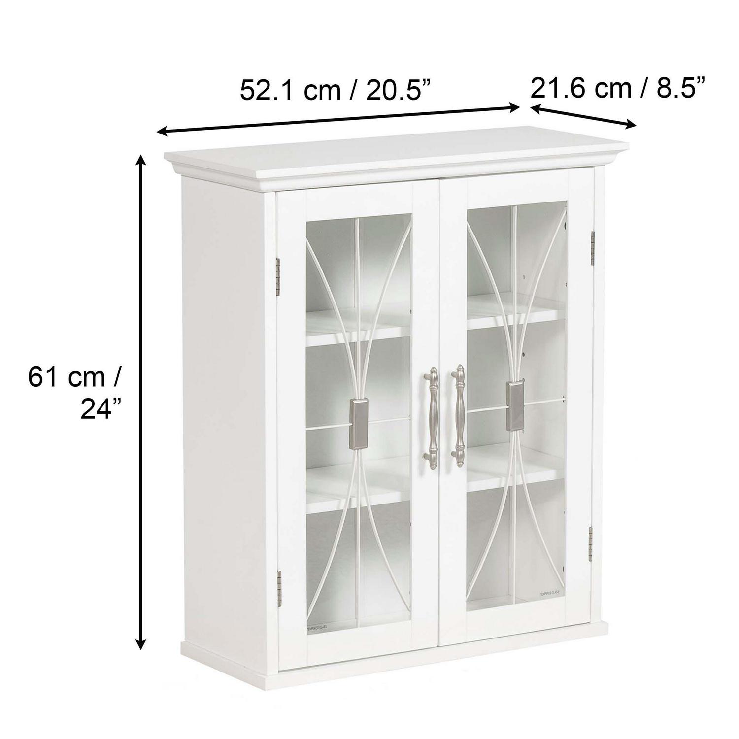 Teamson Home Delaney Removable Wooden Wall Cabinet with 2 Doors， White