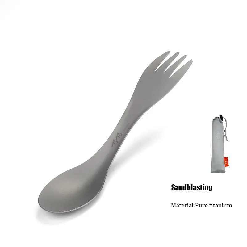 TiTo Titanium Ultralight 2 in 1 Spork Customized Camping Titanium Spork Hiking Travel Cutlery