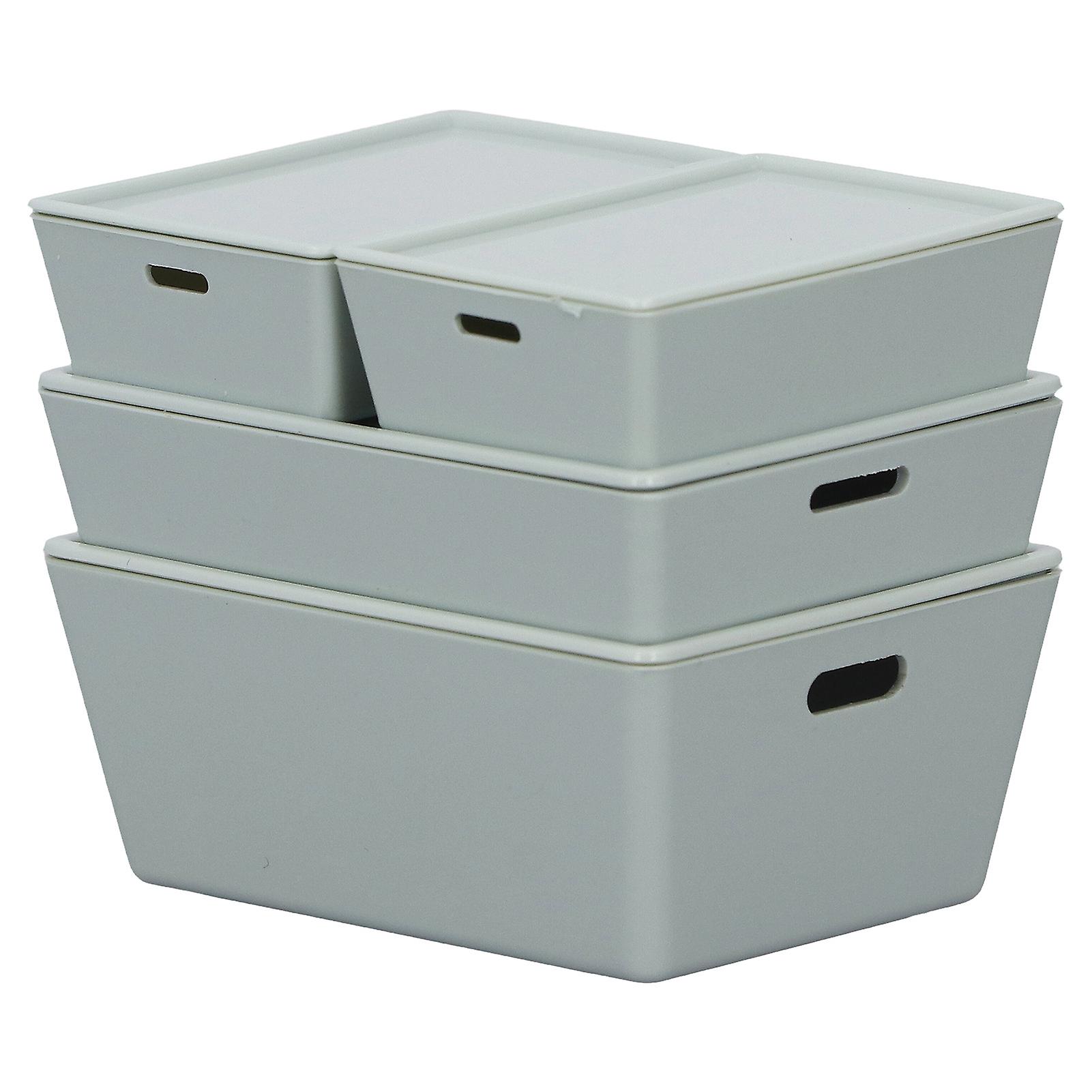 4PCS Dollhouse Storage Box Excellent Detail Fine Workmanship ABS Acrylic 1:12 1:6 Mini Stackable Container Green