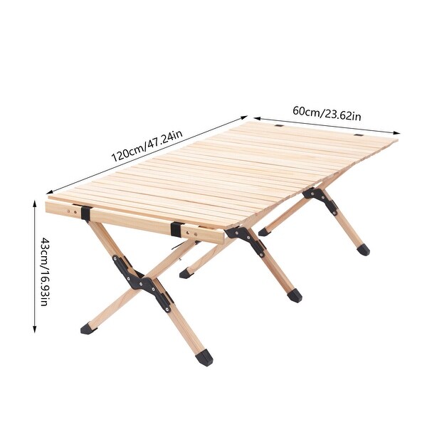 Outdoor Portable Folding Dining Wood Table，Camping/Beach/Patio/Picnic