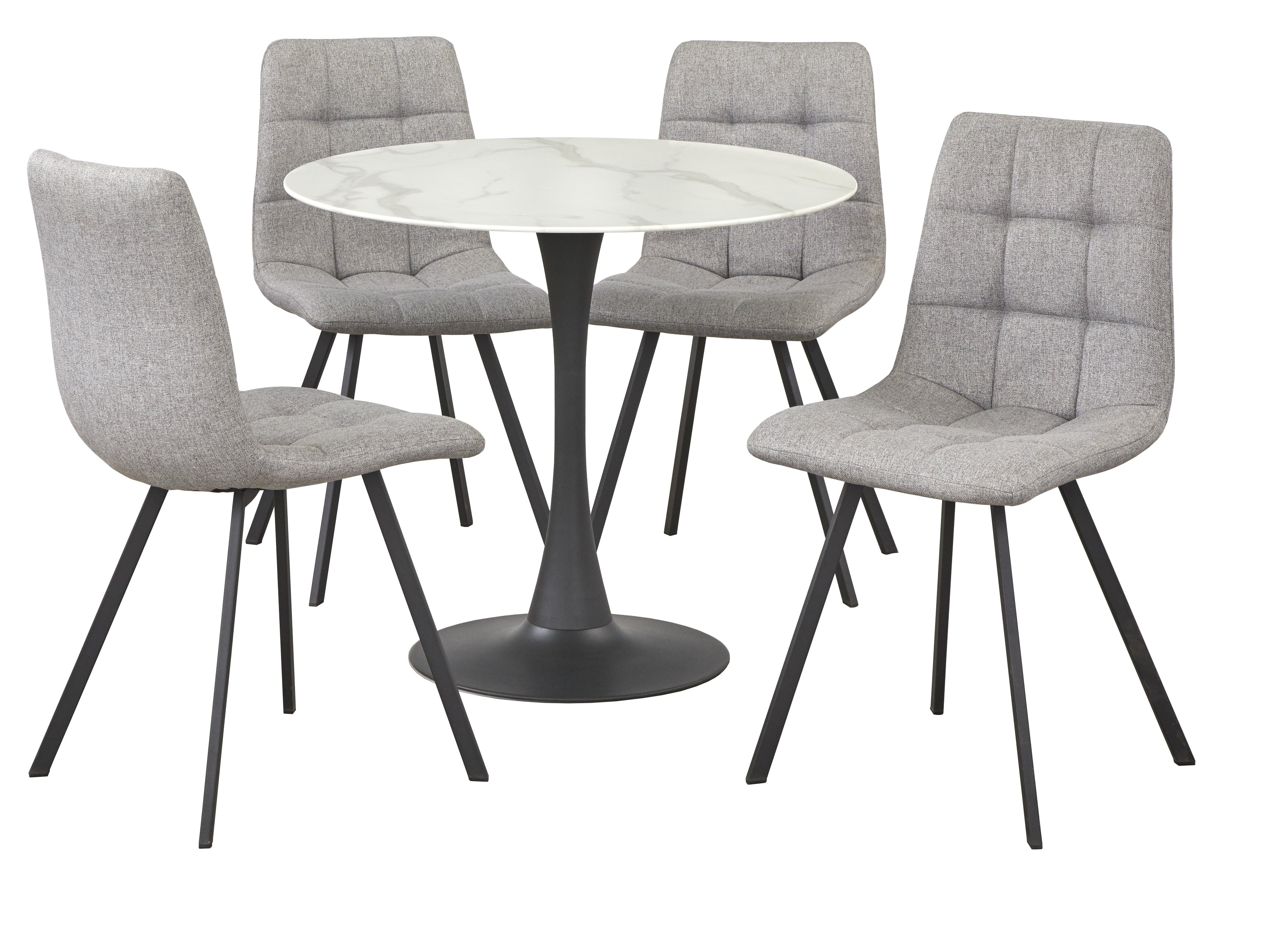 TMS Rho 5-piece Round Pedestal Dining Set, White, Black and Gray