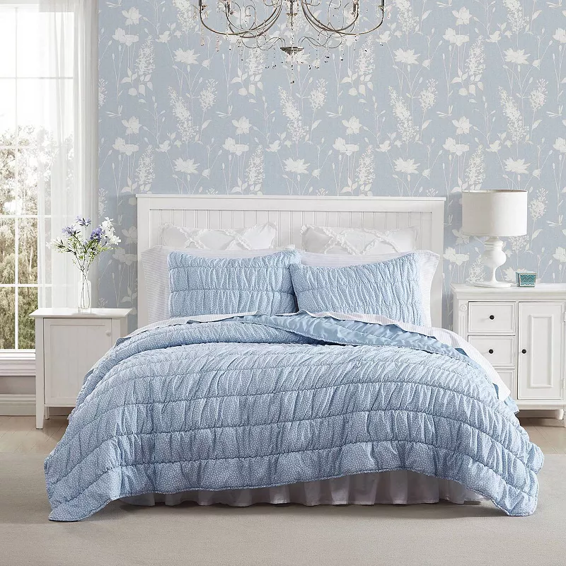 Laura Ashley Amalia Microfiber Quilt Set with Shams