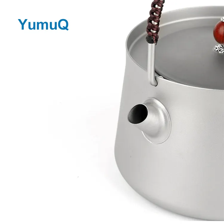 YumuQ 14.7cm x17.5cm 0.8L Mini Collapsible Outdoor Small Camping Titanium Water Kettle Travel Teapot For Hiking