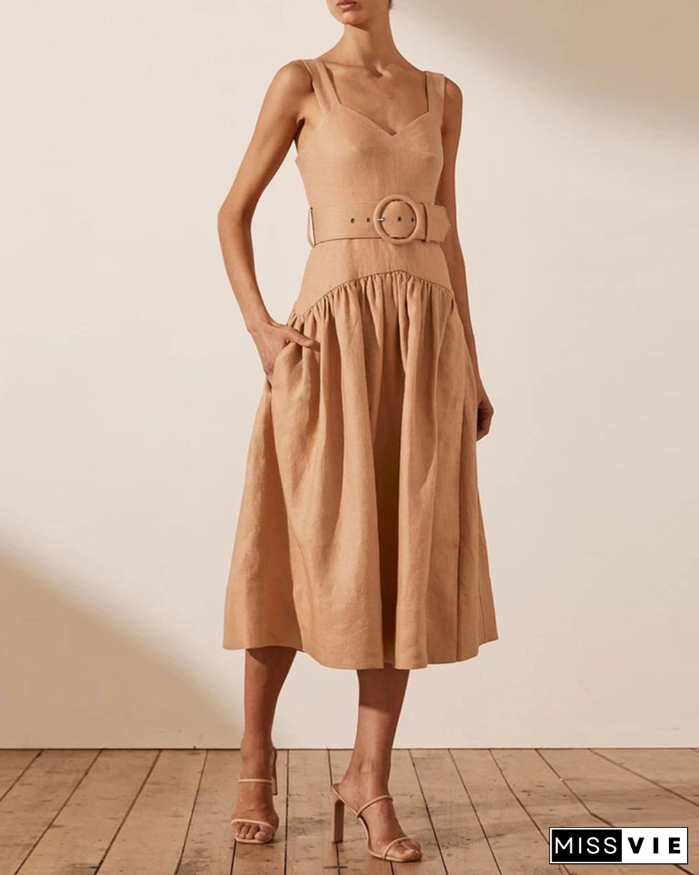 Surplice Neck Solid Maxi Dress