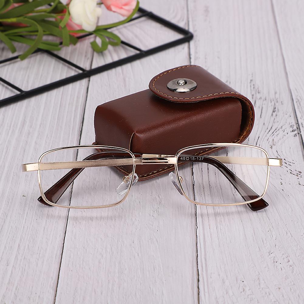 Stainless Steel Anti-slip Folding Reading Glasses Men Portable Eyewear Glasses For Elderly+150