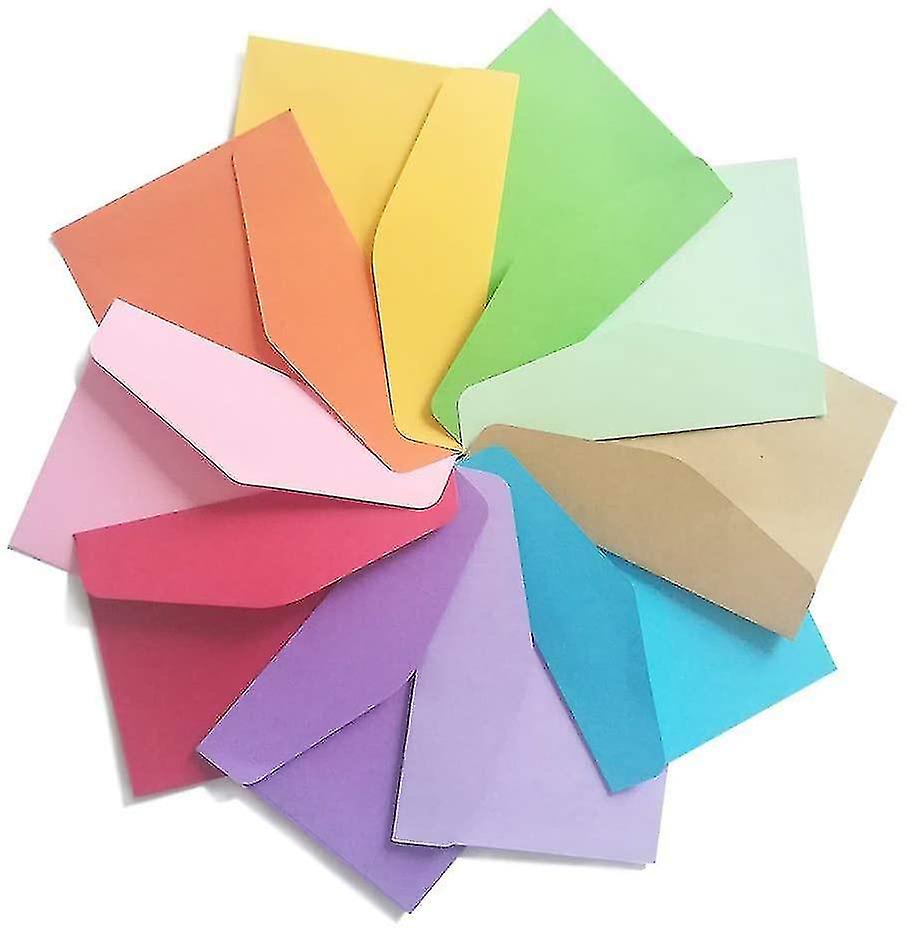 100 Pieces Mini Envelopes And 100 Pieces White Blank Cards， Multi Color Cute
