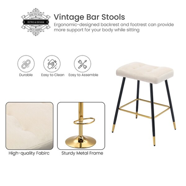 Iiana Vintage Counter and Bar Stool with Footrest - 18.90 x 13.39 x 26.34 inch