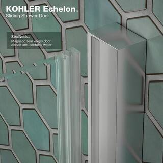 KOHLER Echelon 59.75 in. W x 71.75 in. H Sliding Frameless Shower Door in Bright Polished Silver K-R707621-8L-SHP