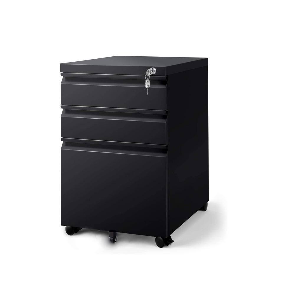 3 Drawer Black File Cabinet with Lock AM924C-233