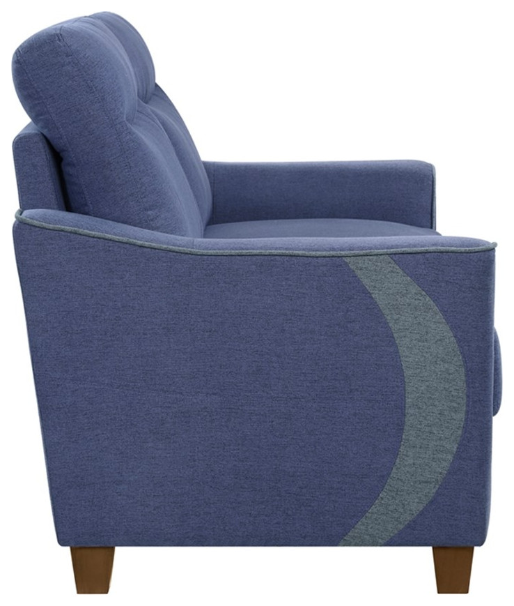 Lexicon Harstad Fabric Upholstered Love Seat in Blue Color   Transitional   Loveseats   by Homesquare  Houzz