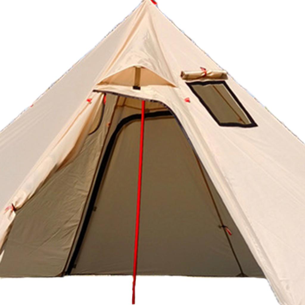 Light Hot Curtain for with Window -retarded Flue Pipes Tent for 3 Persons with Fire-retardant Waste Drain Pipes Khaki