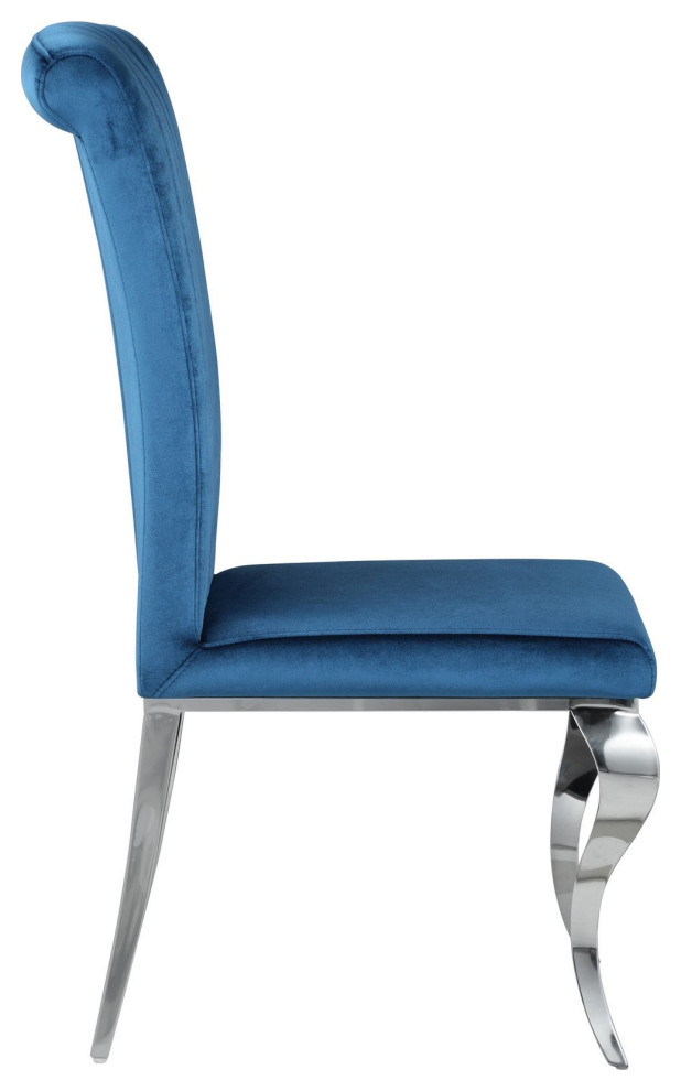 Dining Chair With Fabric Seat And Cabriole Legs  Set of 4  Blue   Contemporary   Dining Chairs   by VirVentures  Houzz