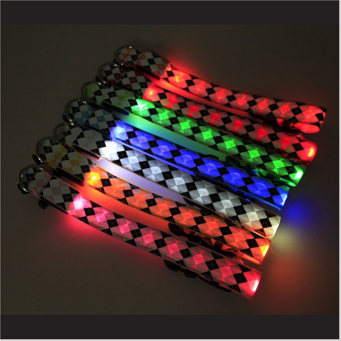 Petsonik Rechargeable LED Plaid Design Dog Collar