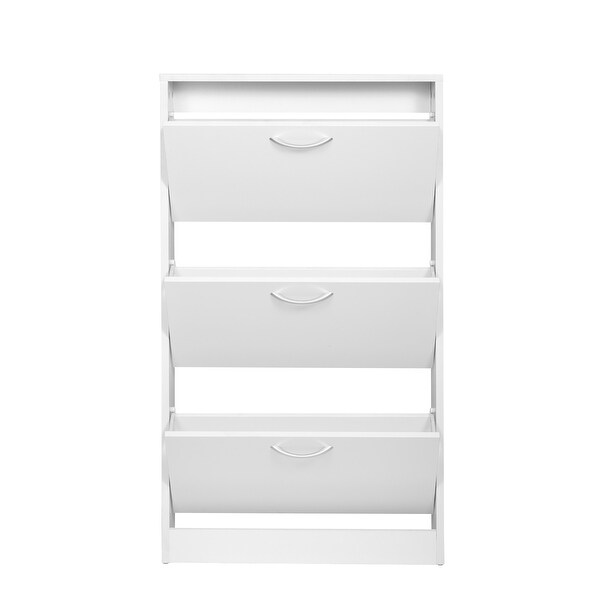 Modern Simple Large 3 Drawers White Shoe Cabinet for Living Room - - 36253097