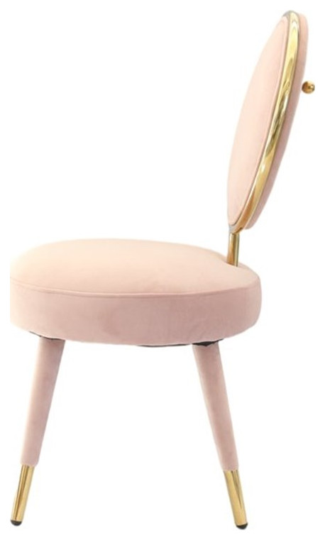 Modrest Haswell Velvet  ampMetal Upholstered Accent Chair in Pink (Set of 2)   Midcentury   Dining Chairs   by Homesquare  Houzz