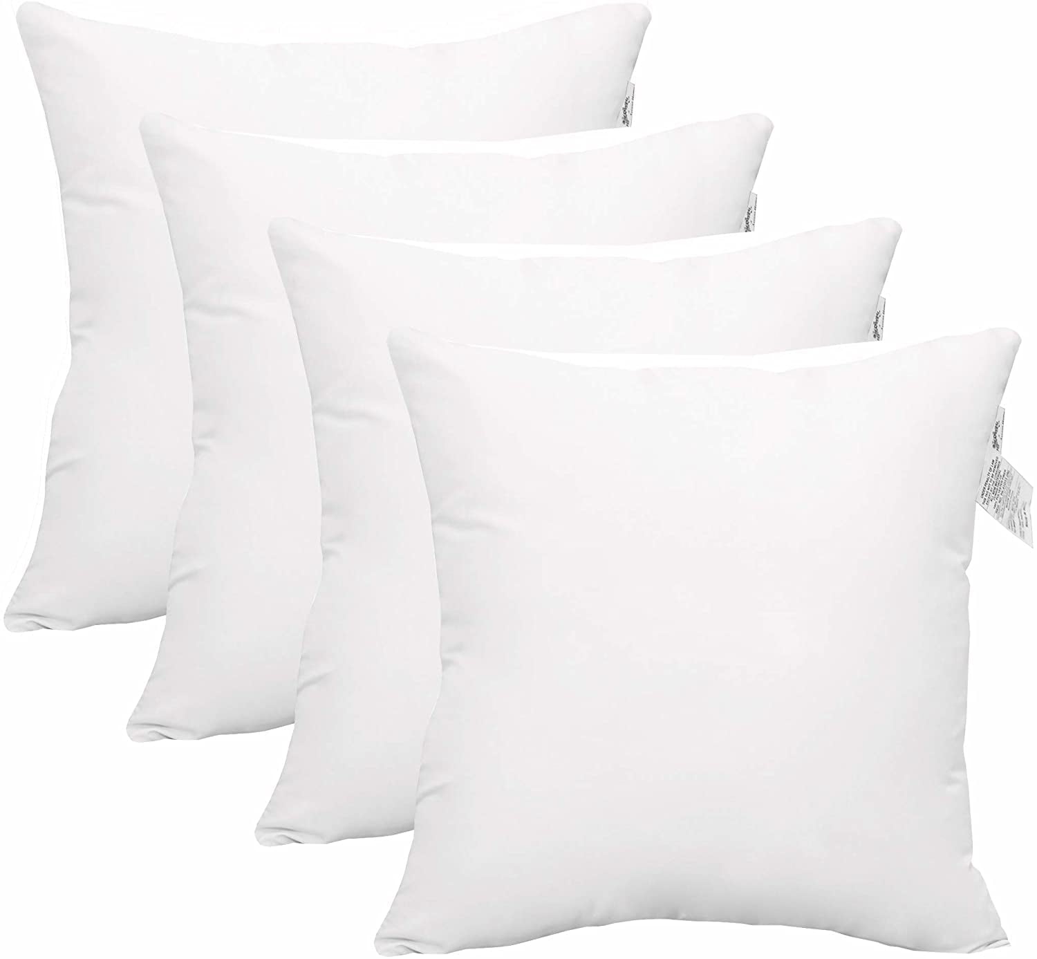 ACCENT HOME Pack of 4 pc Hypoallergenic Square Form Decorative Throw Pillow Inserts Couch Sham Cushion Stuffer - 18 x 18 inches