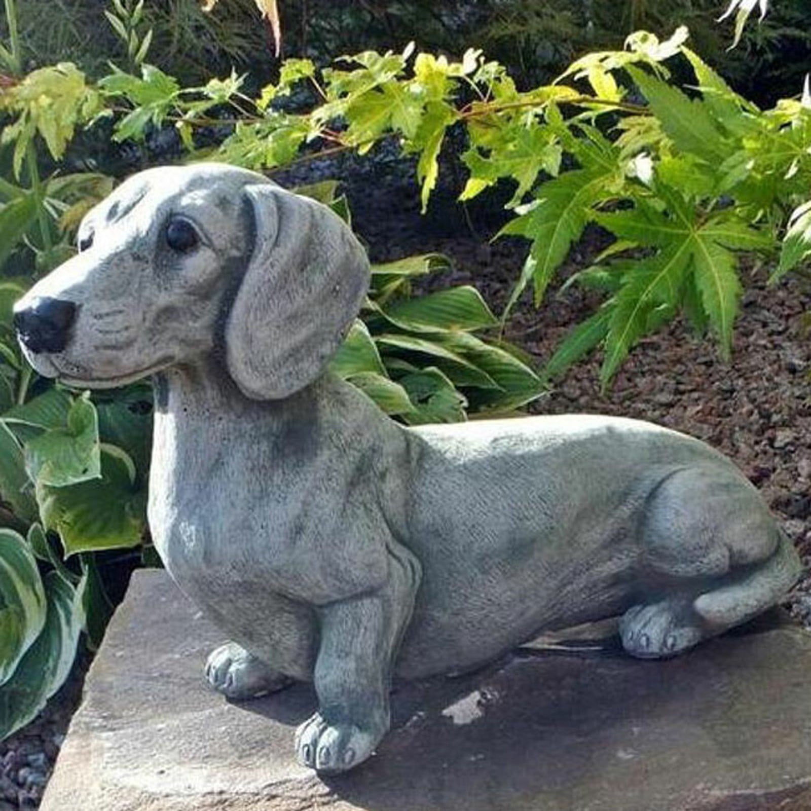 Dachshund Statue Garden Decor Memorial Dog Figurines Puppy Lying Down Decor