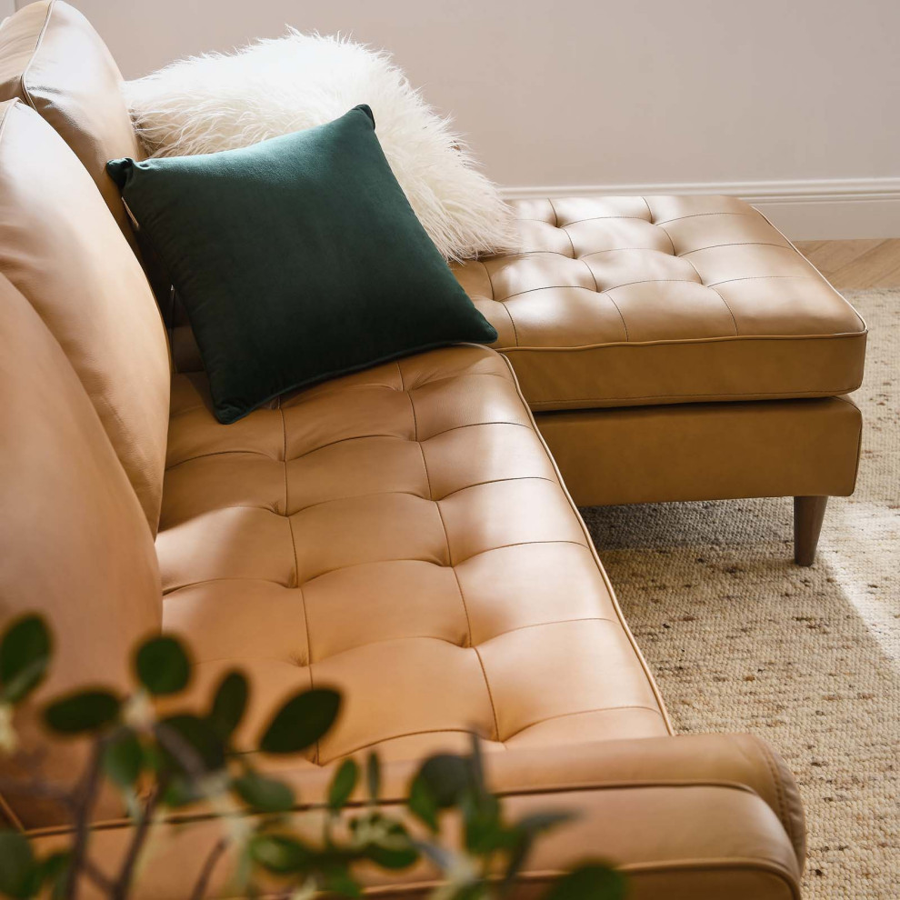 Valour 78 quotLeather Apartment Sectional Sofa   Midcentury   Sectional Sofas   by Modway  Houzz