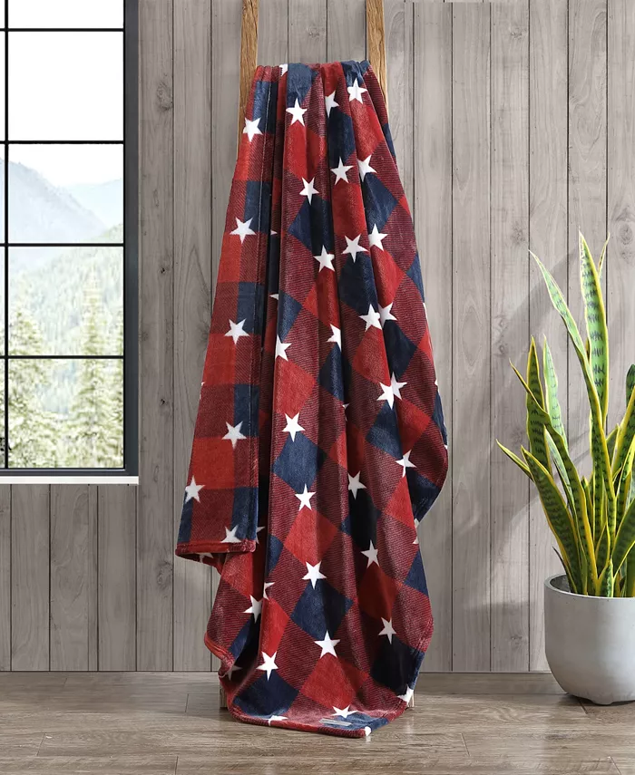 Eddie Bauer Americana Plaid Ultra Soft Plush Fleece Throw， 70 x 50