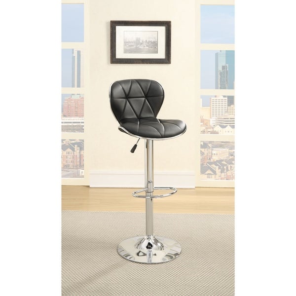 2 Set tSet of 2 Adjustable Black PU Bar Stools， Chrome