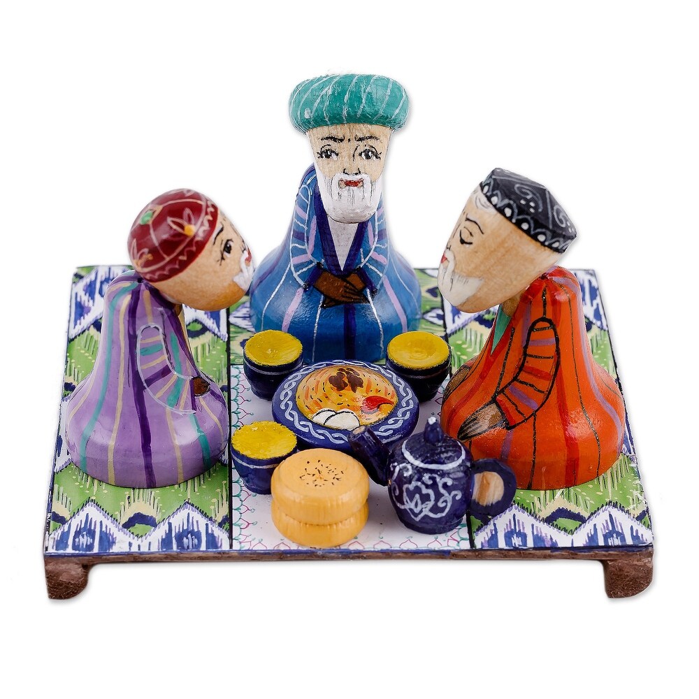 Novica Handmade Sage Gathering Wood Sculpture