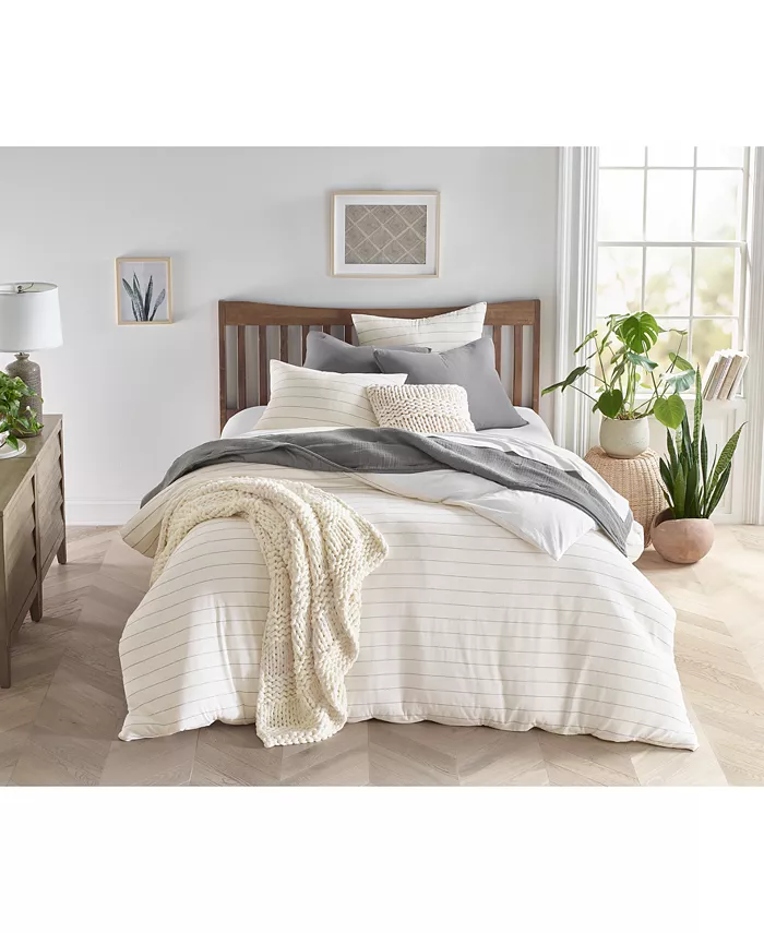 Oake Sedona Stripe Cotton Hemp 2-Pc. Duvet Cover Set， Twin，