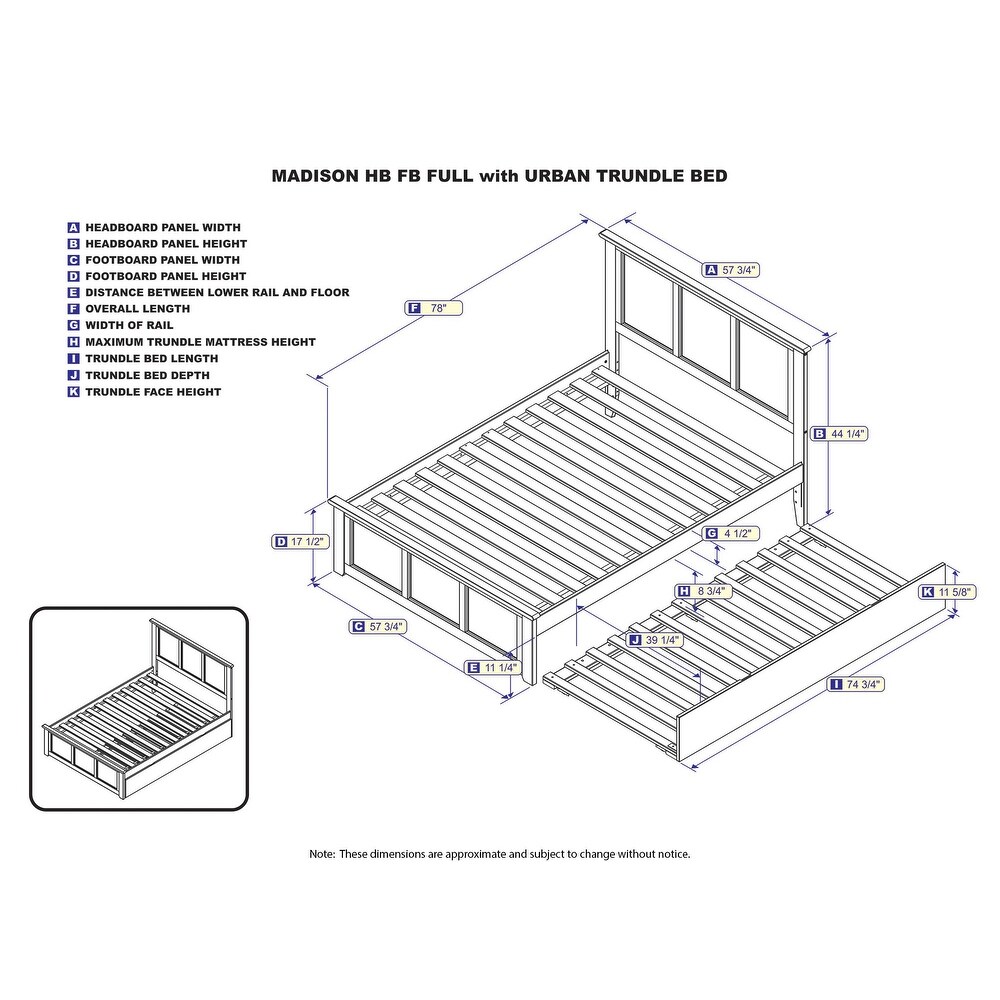 Madison White Full Platform Bed with Twin Trundle