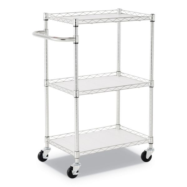 Alera Three-Shelf Wire Cart with Liners， Metal， 3 Shelves， 450 lb Capacity， 24