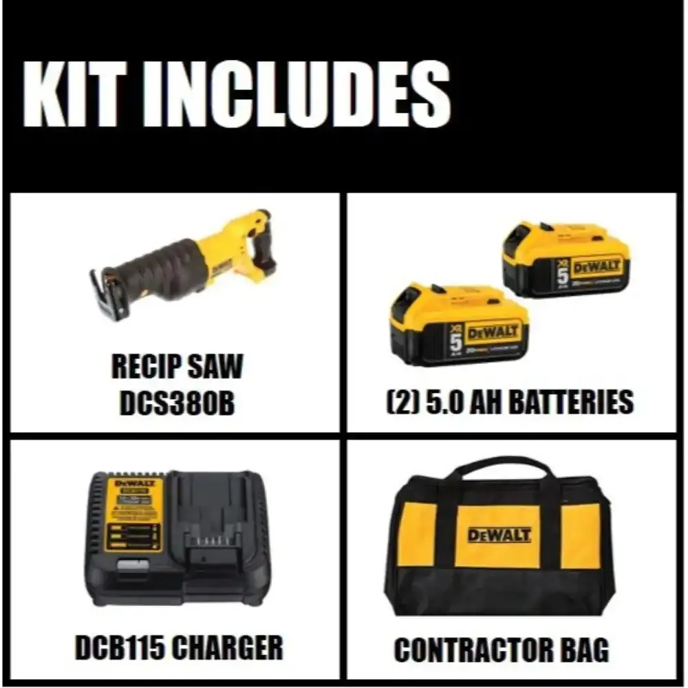 DW 20-Volt MAX Cordless Reciprocating Saw with (2) 20-Volt Batteries 5.0Ah and Charger💝 Last Day For Clearance