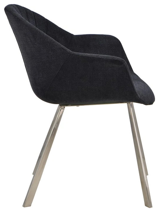 Norina Arm Dining Chair  Charcoal Gray Soft Fabric Cover With Chrome Frame   Midcentury   Dining Chairs   by V.S.D Furniture  Houzz