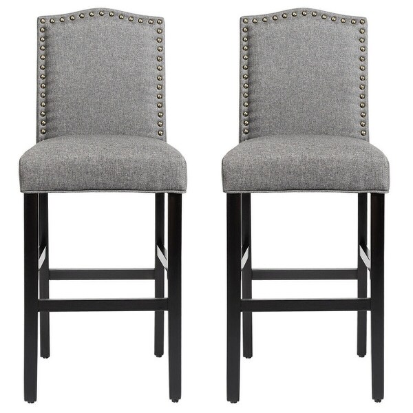 Set of 2 Counter Height Dining Side Barstools with Thick Cushion-Grey - 18 x 21.5 x 45.5 (L x D x H)