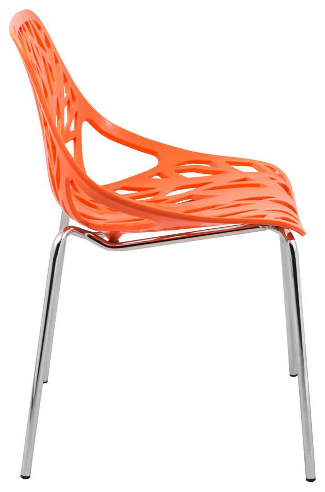 Leisuremod Modern Asbury Dining Chair W/ Chromed Legs  Set Of 2 Ac16Or2   Midcentury   Dining Chairs   by Skyline Decor  Houzz