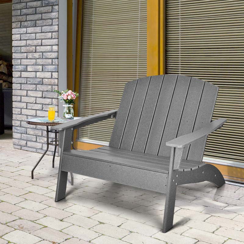 All-Weather HDPE Adirondack Chair Loveseat Outdoor Adirondack Bench for Patio Porch Garden Backyard