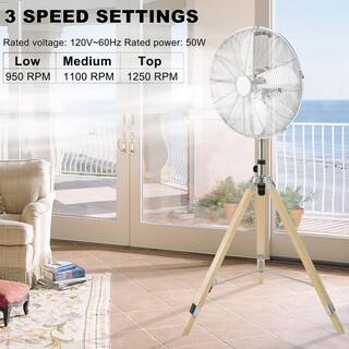 Amucolo Adjustable-Height 51 .2 in. Tripod Oscillating Pedestal Fan 3 Speeds DHS-CYHI-R016C