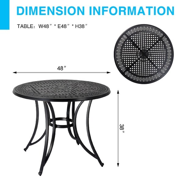 48 in. Black Cast Aluminium Round Outdoor Dining Table