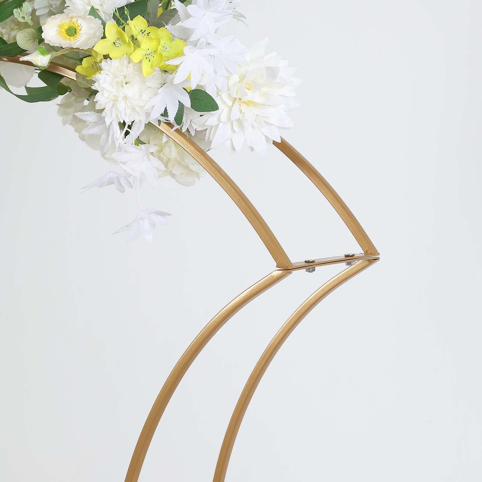 Gold Metal Floral Arch Frame Wedding Table Centerpiece Stand With Curvy Design, Large Table Display or Aisle Prop 38