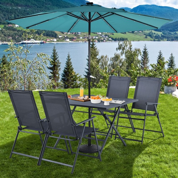 Tangkula 5 Pcs Patio Dining Furniture Set Outdoor Table amp Chair Set W folding Table