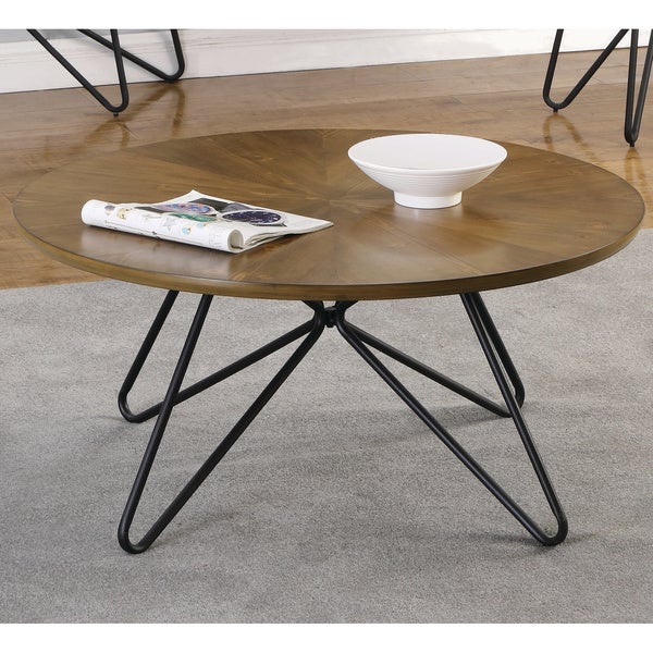 Coaster Furniture Brinnon Dark Brown and Black Round Coffee Table