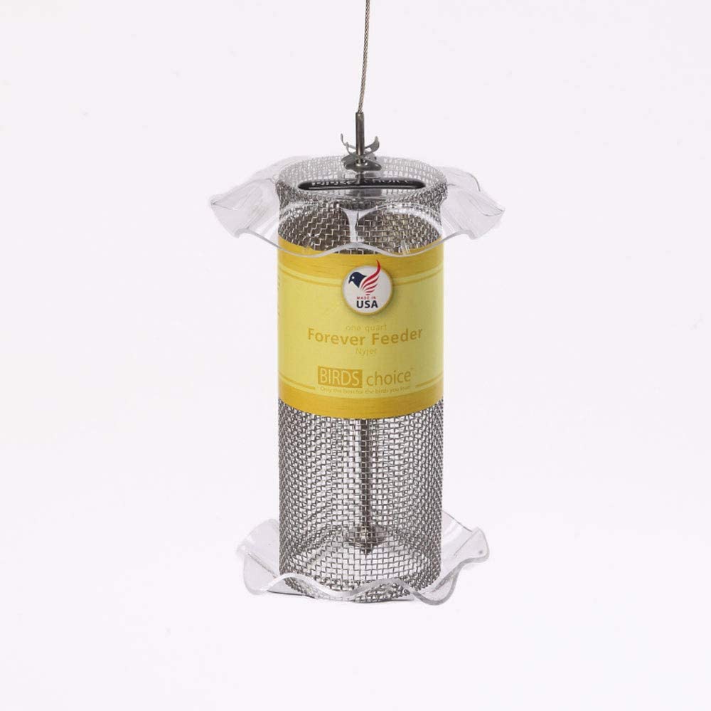 Birds Choice FF106A 1 Quart Clear Nyjer Forever Feeder， Mesh Feeder， 5