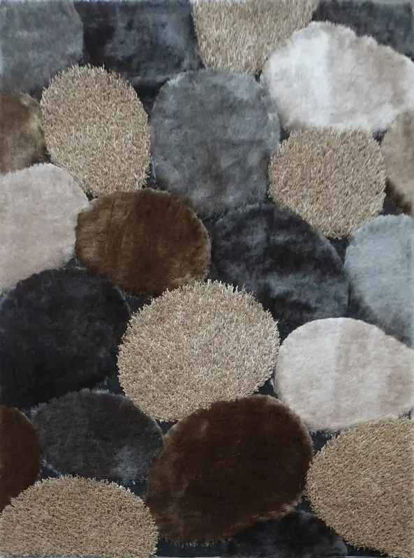 Shaggy Viscose 5 x 7 Gray and Beige Area Rug