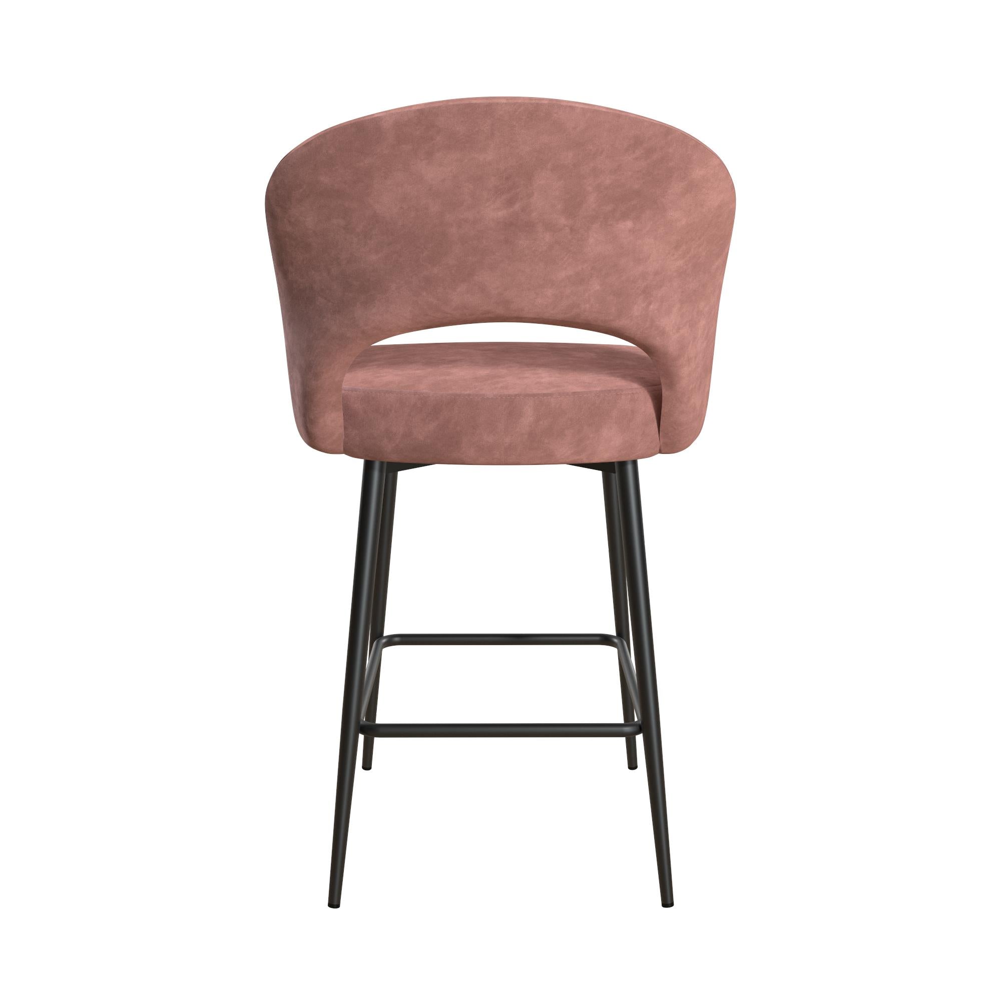 CosmoLiving by Cosmopolitan Alexi 24Counter Height Bar Stool， Dark Blush Pink Velvet