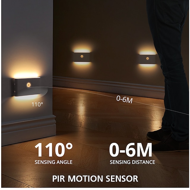 LED Night Lights Motion Sensor USB Rechargeable Linkage Induction Wireless Night Light Kitchen Cabinet Corridor Night Lamp for Bedroom Home Staircase Passageway Lighting