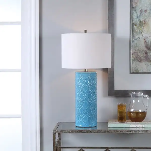 Sky Blue Ceramic 1-light Table Lamp