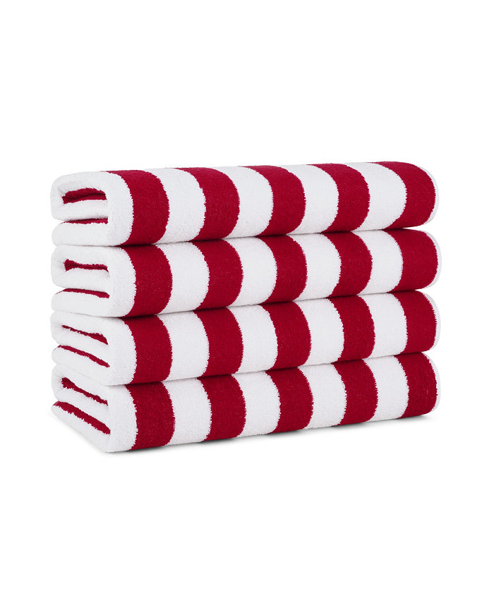 Arkwright Home California Cabana Beach Towel (4 Pack 30x70 in.) Striped Soft Ringspun Cotton Oversized Cabana Pool Towel