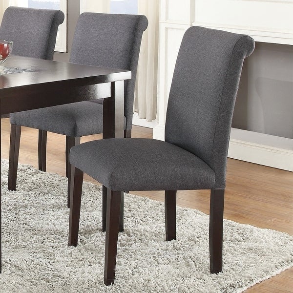 Transitional Blue Grey Polyfiber Chairs Dining Seating Set of 2 chairs