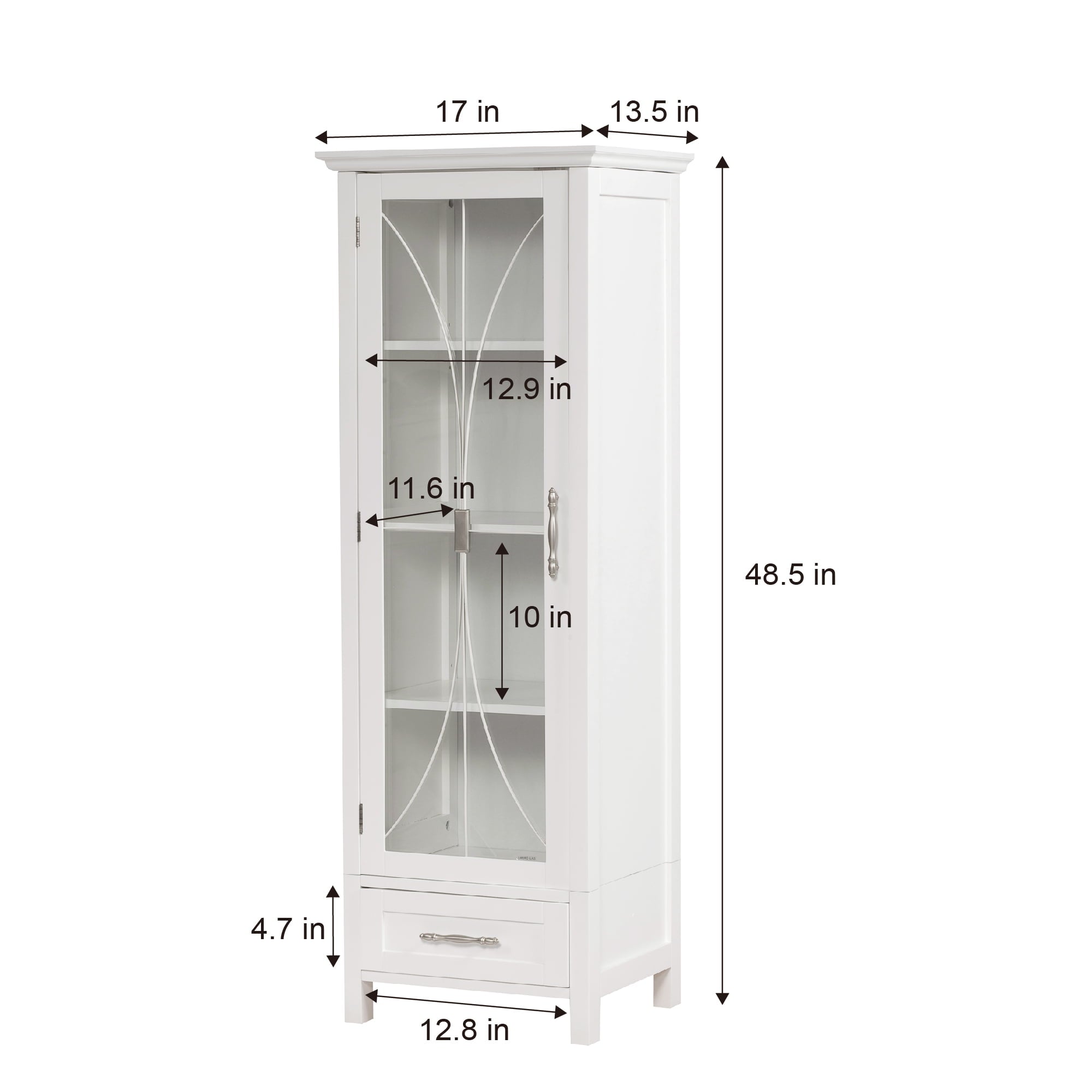 Teamson Home Delaney Wooden Linen Cabinet with Drawer, White