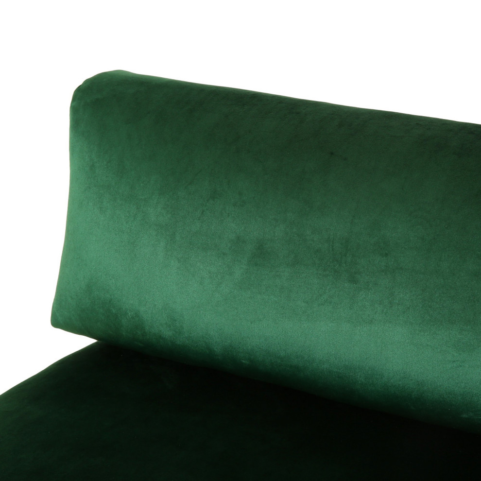 Modern Sofa  Silver Legs With Large Velvet Upholstered Seat  ampRound Arms  Green   Midcentury   Sofas   by Decorn  Houzz