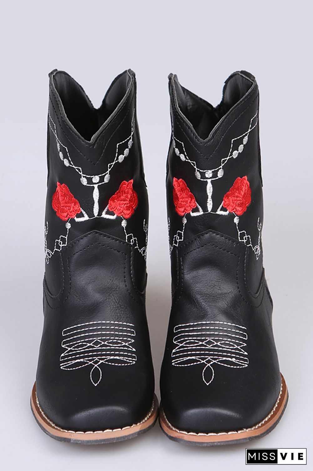 Graphic Chunky Western Boots Women Wholesale